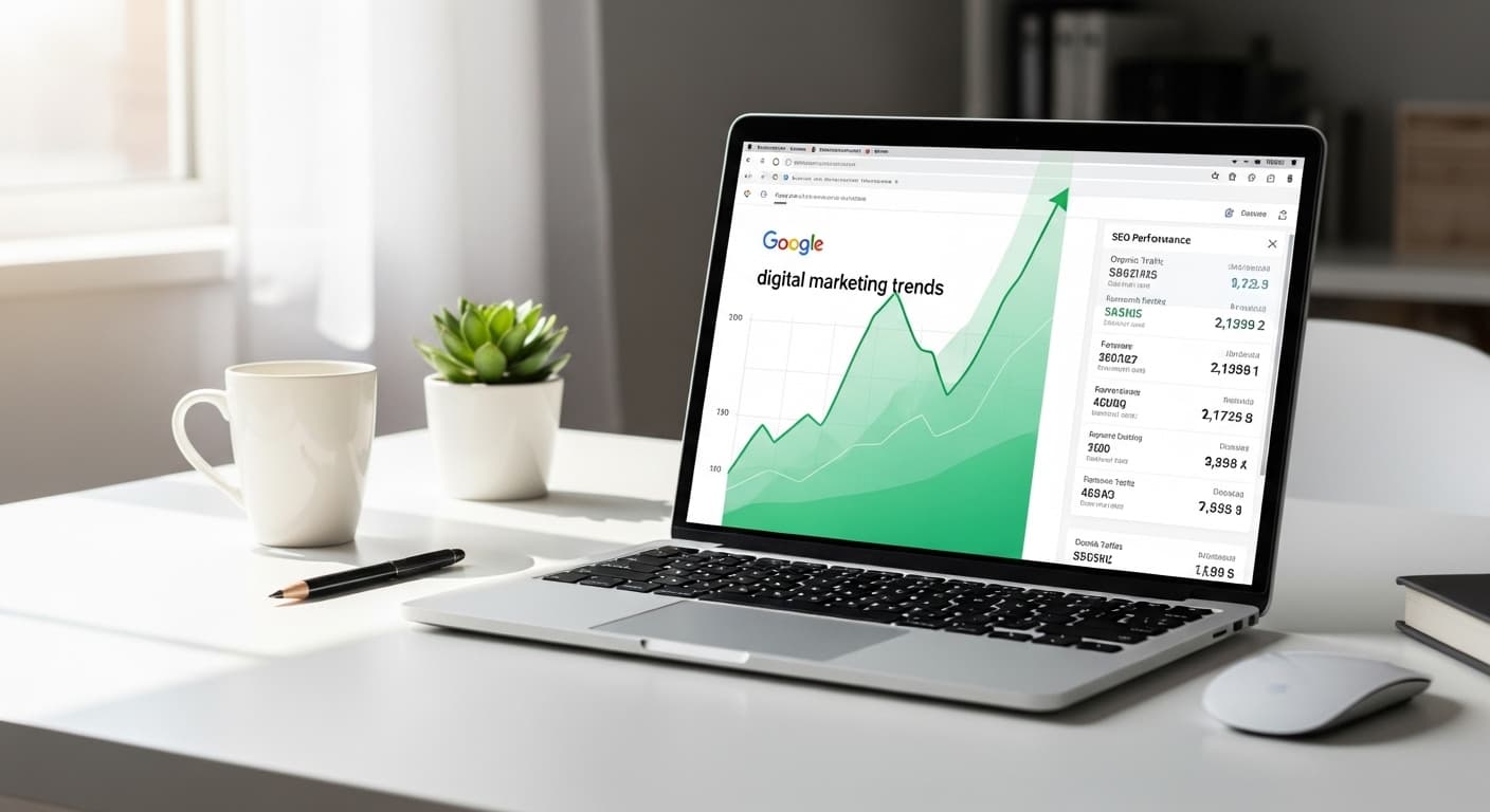 Organik trafik ve dönüşüm metrikleri için SEO raporlama ekranı